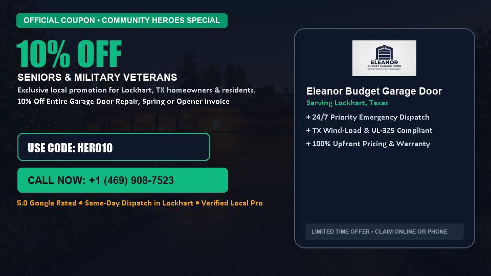 10% OFF Senior, Military & First Responder Discount in Lockhart, TX - Eleanor Budget Garage Door
