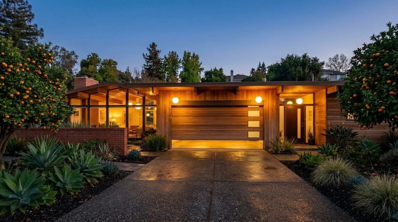 Eleanor Budget Garage Door Garage Door Gliding Open Revealing Warm Illuminated Interior